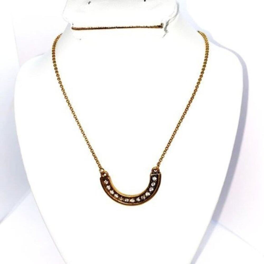 Gold-Tone Rhinestone Arch U Necklace